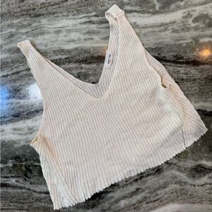 Cream Ribbed V-Neck Tank Top Women’s Size XL